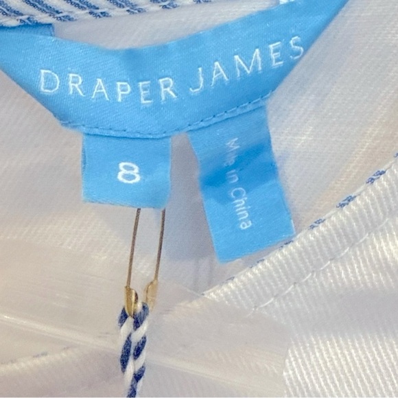 DRAPER JAMES Cotton Denim Classic Shift Dress Raw Hem Magnolia White Size 8 NWT - Picture 2 of 8